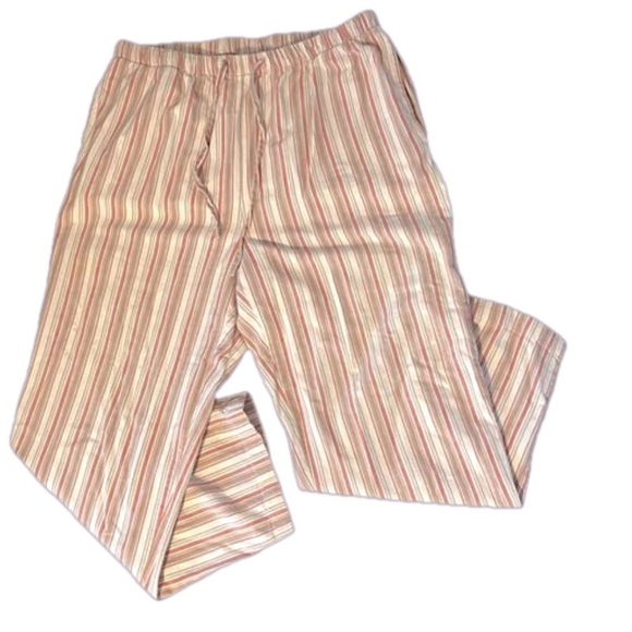 Orvis Women’s Cotton Striped Summer Pants Size 12/L Pink Tan White Color - Picture 1 of 12